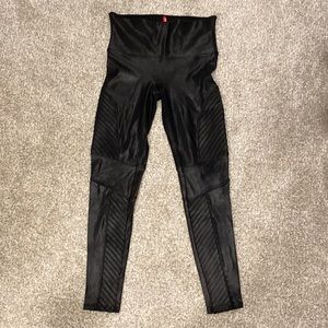 Black SPANX Faux Leather Moto Leggings